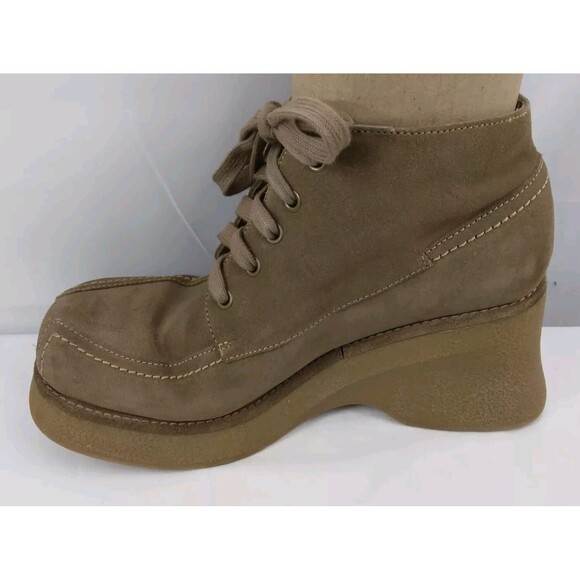 Y2K Chunky Heel Platform Brown Leather Ankle Boots MIA Womens Size 8M - Picture 6 of 12